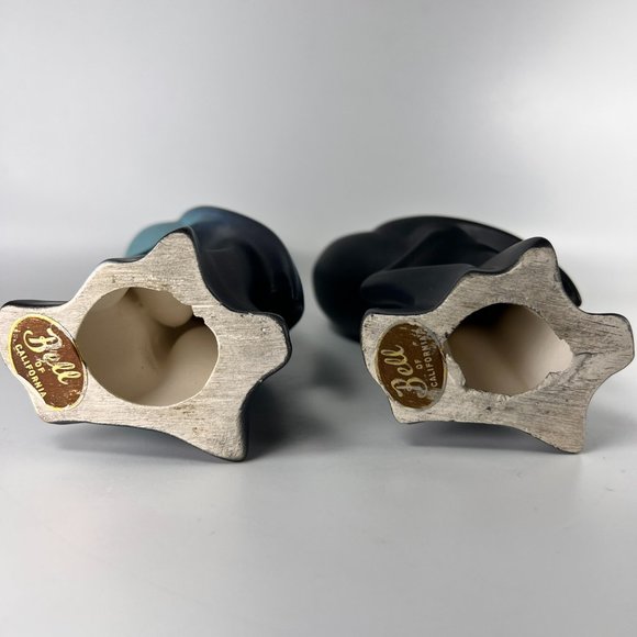 Vintage Crane Bird Figurine Sculpture Bell of California Blue Black MCM Lot of 2 - Picture 10 of 12